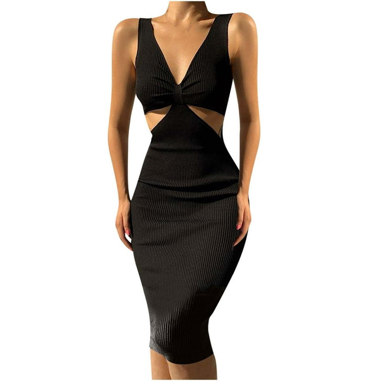 Women Sexy Backless High Split Maxi Party Dress Solid Color Spaghetti Strap  Bandage Slit Long Dress-black,XL : : Fashion