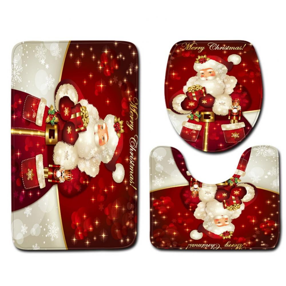 CLEARANCEChristmas Carpet Christmas Bathroom Sets 3PCS U Shape