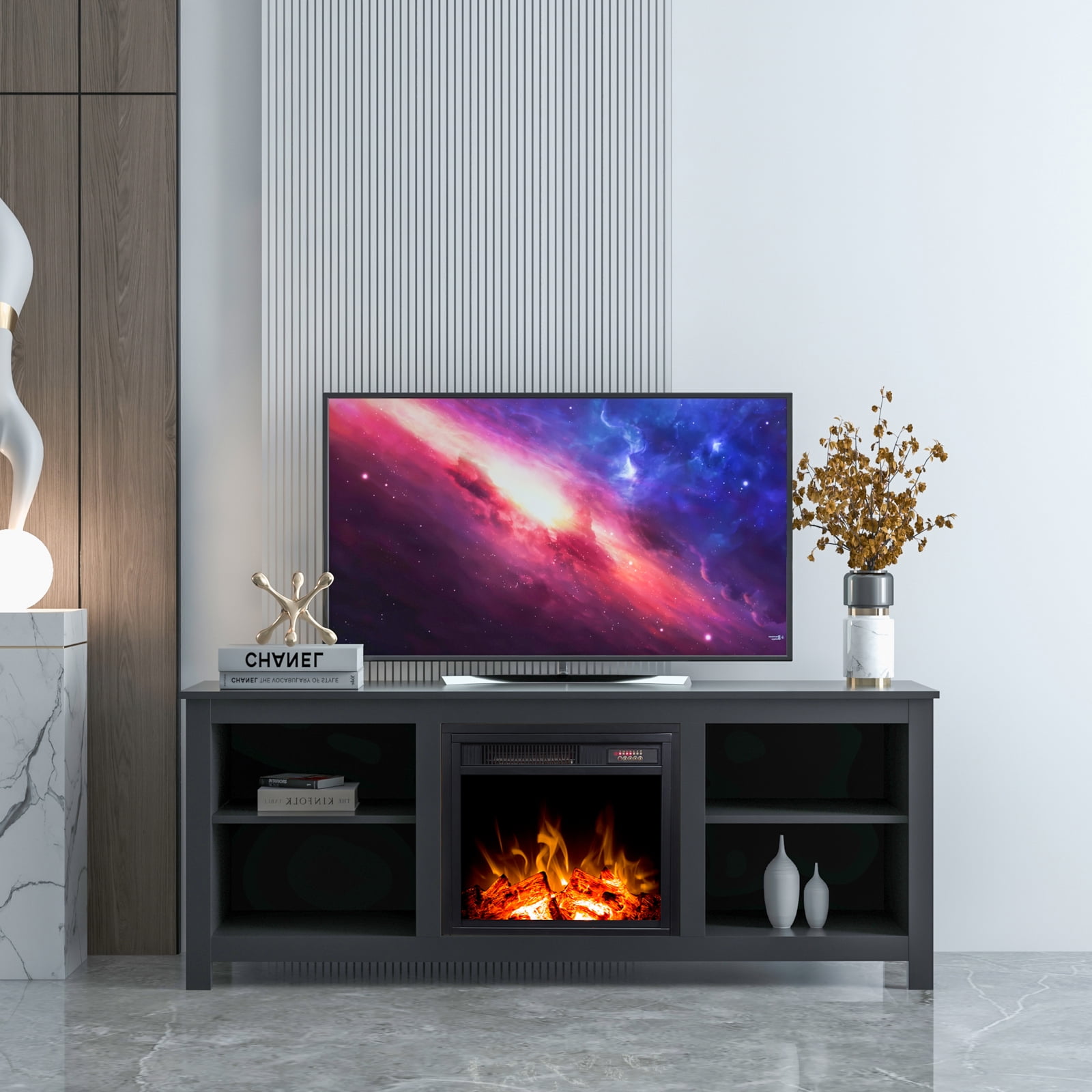 Clearance electric 2024 fireplace tv stand