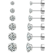 PIPETPET GIFT CLEARANCE! Cubic Zirconia Hypoallergenic Stud Earrings for Women Men Girls Statement Cartilage Fashion Surgical Steel Helix Earrings 5 Pairs