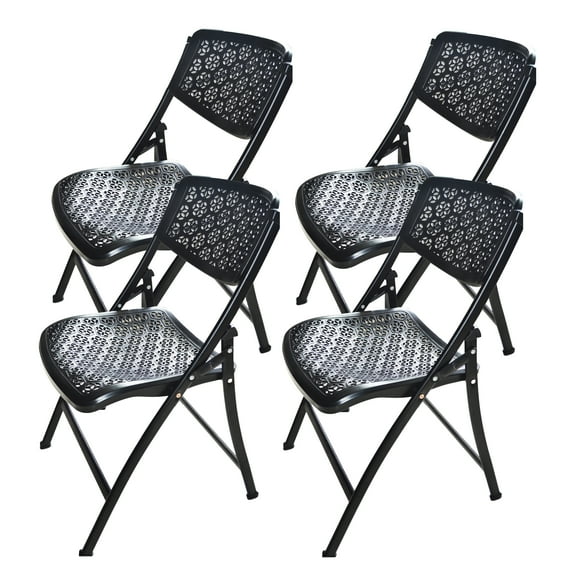 CLEARANCE! Folding Chair with Honeycomb Design, Black, 4-Pack