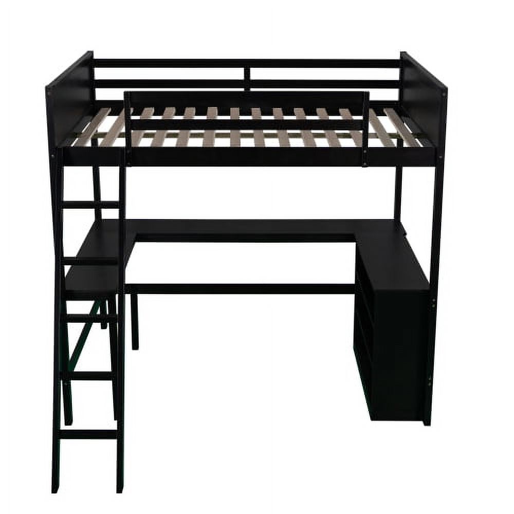 CLEARANCE! Full size Loft Bed with Shelves and Desk, Wooden Loft Bed