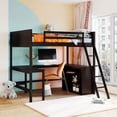 thumbnail image 1 of CLEARANCE! Full size Loft Bed with Shelves and Desk, Wooden Loft Bed with Desk - Espresso, 1 of 10