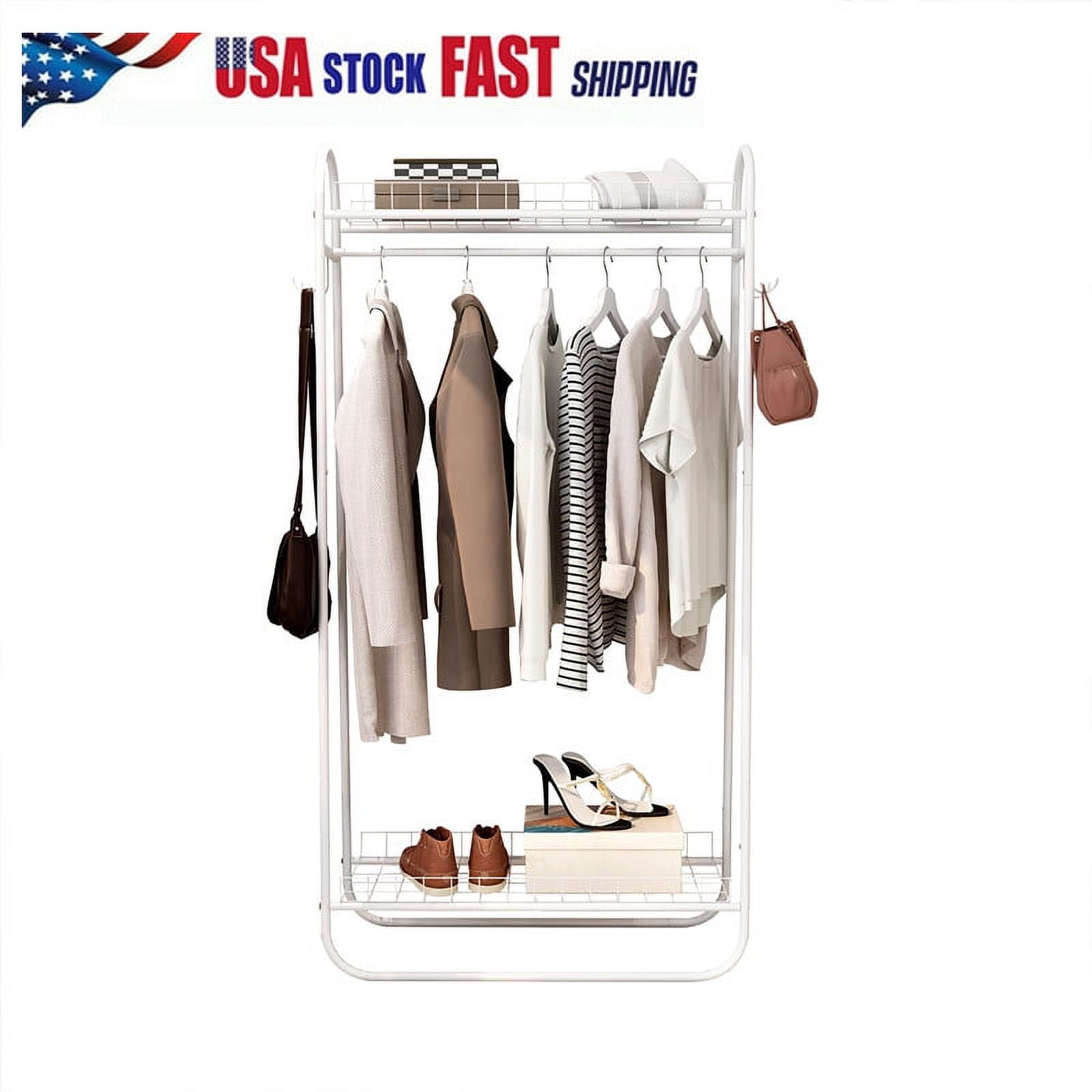CLEARANCE! Garment Rack Freestanding Hanger Double Rods Multi ...