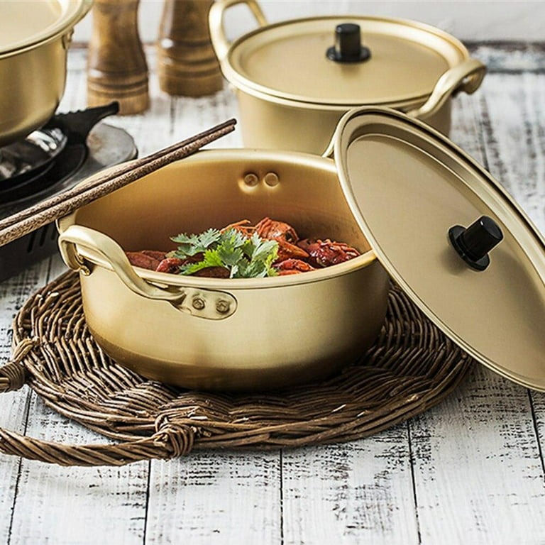 CLEARANCE! Golden Noodle Pot Korean Ramen Noodles Pot Soup Pot with Lid  Noodles Milk Egg Soup Kitchen Cooking Pot