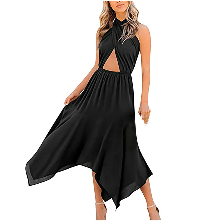 Ladies halter top neck dresses