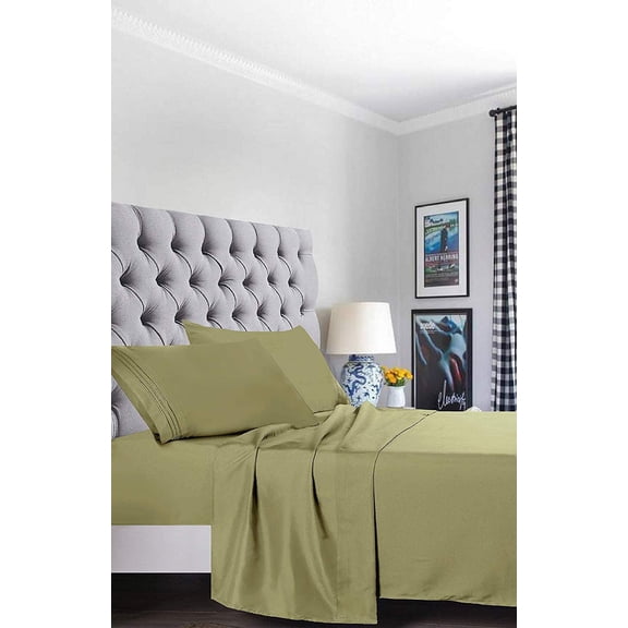 CLEARANCE Holiday Gift 1500 Series 4-Pieces Bed Sheet set- - Full Sage/Green