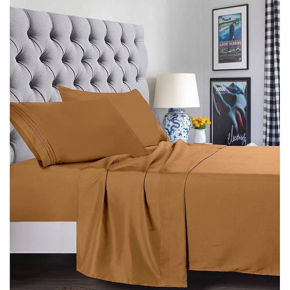 Holiday Gift 1500 Series Bed Sheet Set, Ultra Soft Microfiber Deep Pocket BeddingTwin/Twin XL Bronze