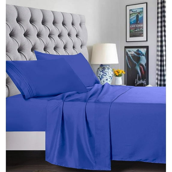 CLEARANCE Holiday Gift1500 Series Bed Sheet set- - King Royal Blue