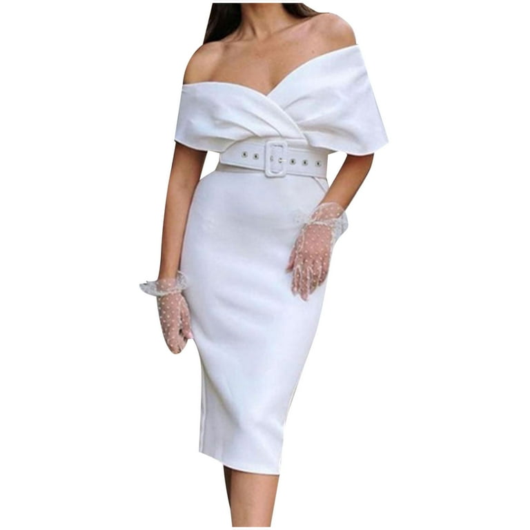 CLEARANCE One Shoulder Dresses for Women 2023 Casual V Neck
