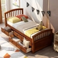 thumbnail image 1 of CLEARANCE! Orisfur. Twin Size Platform Storage Bed Solid Wood Bed with 6 Drawers, 1 of 9