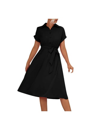CLEARANCE Summer Dress for Women Backless Dress Crewneck Dress Sexy Dresses  Short Sleeve Dresses Women Solid Hollow Out Draw String Dresses X3755  Ladies Hollow Drawstring Dress Black Black S 