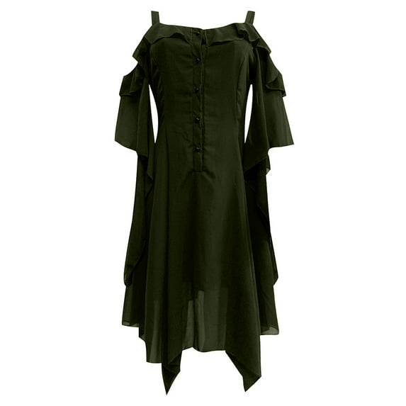 CLEARANCE Sundresses for Women Off Shoulder Dresses Goth Dress Green Dresses Asymmetrical Dresses Midi Dresses Short Sleeve Dresses Women Fashion Dark In Love Ruffle Sleeves Dresses Ruffle Skirt Xl