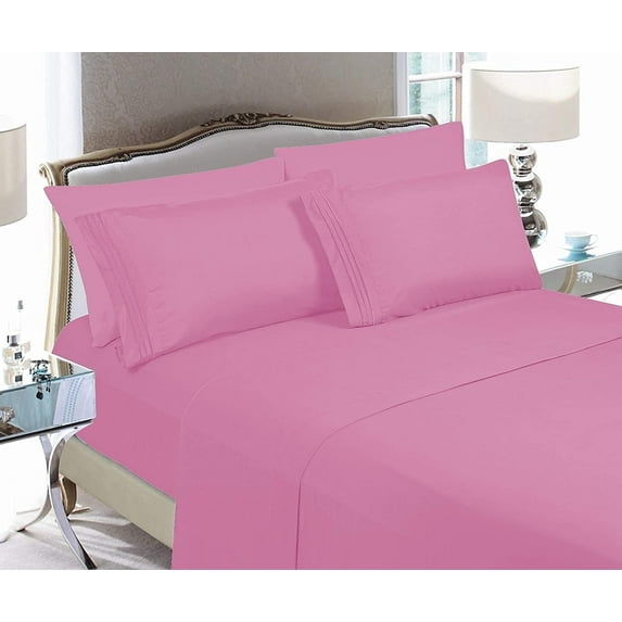 1500 Series Deep Pocket 4 Piece Bed Sheet Set, Microfiber Gift, Queen, Light Pink