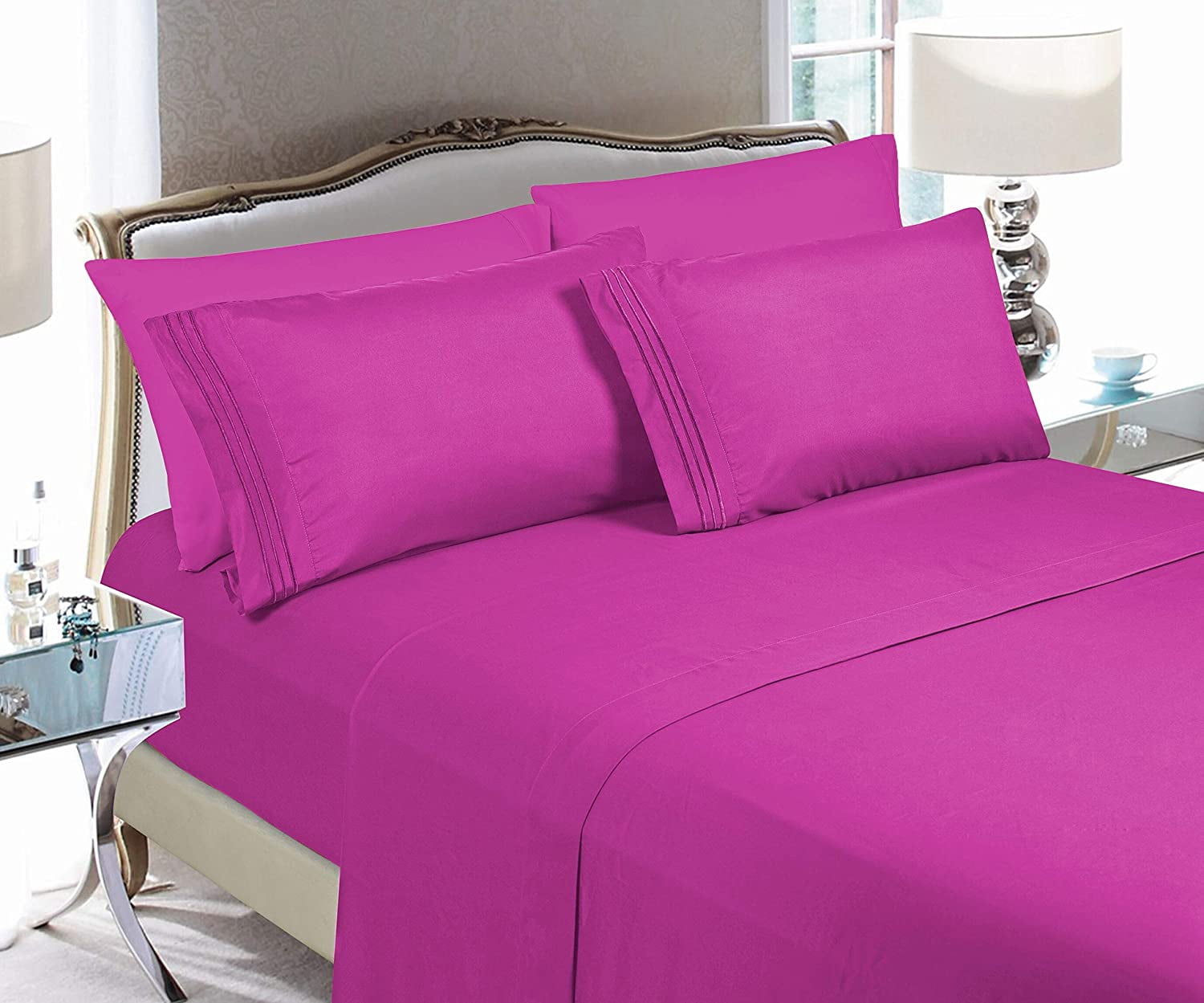 Super Soft, Breathable Sheet set,Queen, Hot Pink