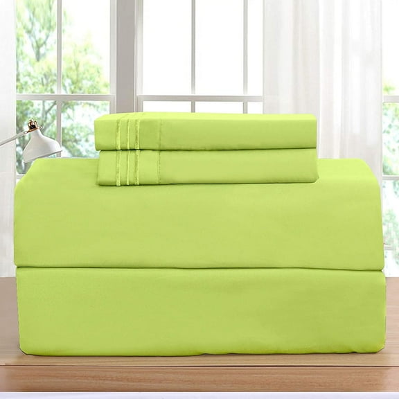 4-Piece 1500 Series Bed Sheets Soft, Comfortable, Perfect for Any Bedroom , Twin/Twin XL, Lime