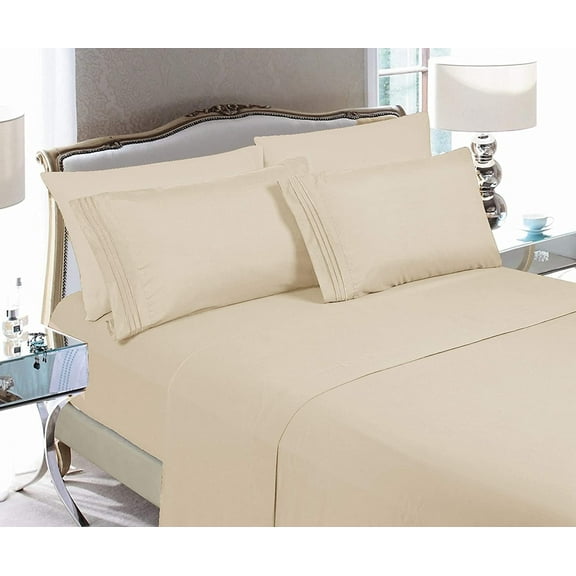 Ultra-Soft Sheet Set 1500 Collection - Deep Pockets , Queen, Cream