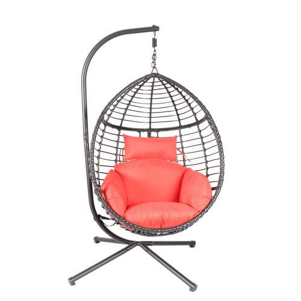 CLEARANCE! Swing Egg Chair with Stand Indoor Outdoor Wicker Rattan ...