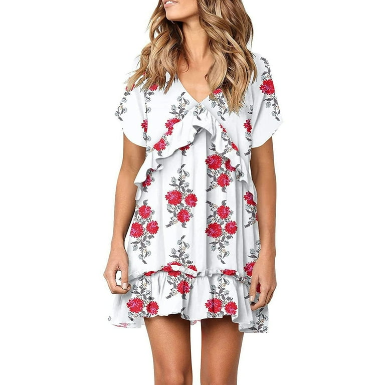 CLEARANCE V Neck Dresses for Women Hawaiian Dress Beach Dress
