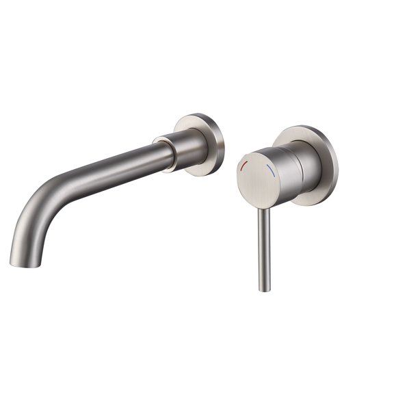 CLEARANCE! Wall Mount Faucet for Bathroom Sink or Bathtub, Single Handle 3 Holes Brass Rough-in Valve Included, Brushed Nickel