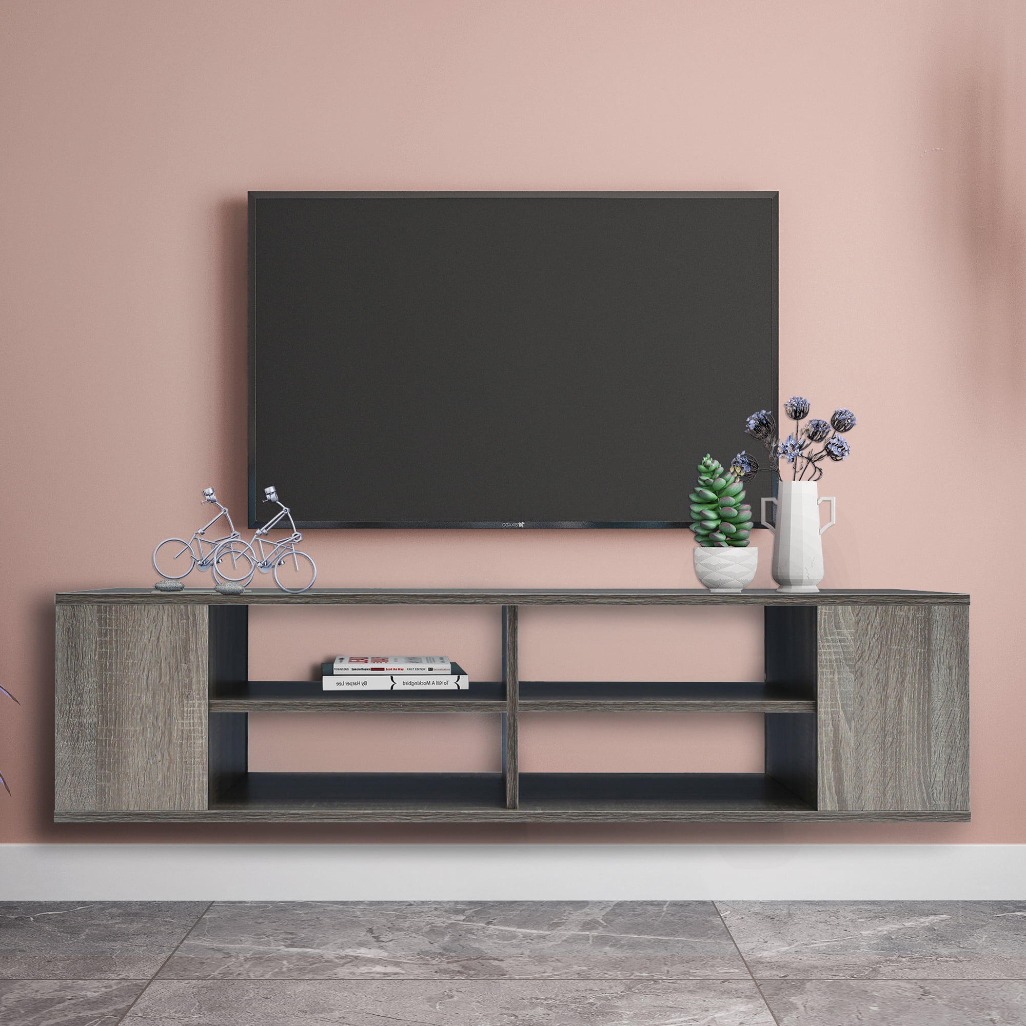 CLEARANCE! Wall Mounted Media Console,Floating TV Stand Component Shelf