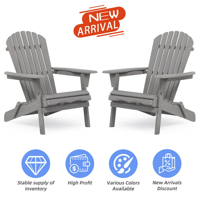 CLEARANCE! Wood Lounge Patio Chair for Garden Outdoor Wooden Folding Adirondack Chair Set of 2 Solid Cedar Wood Lounge Patio Chair for Garden, Lawn, Backyard,