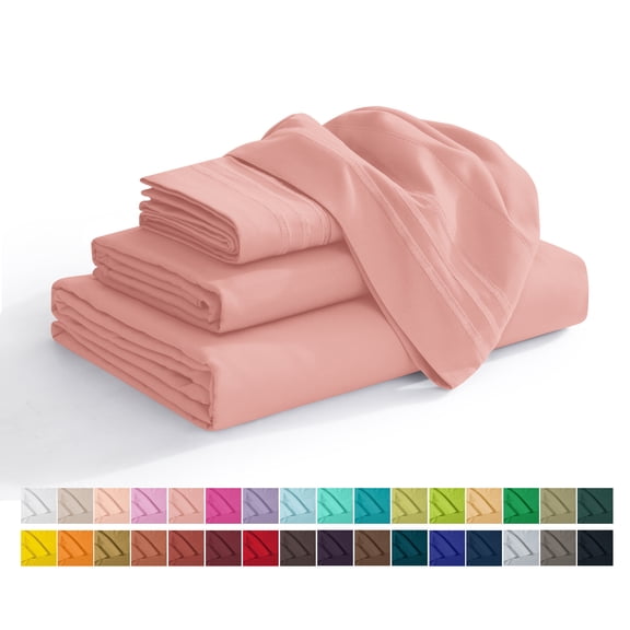 Elegant Comfort 4-Piece Microfiber Bed Sheet Set, Soft & Breathable, Wrinkle & Fade Resistant, Deep Pocket, California King, Dusty Rose