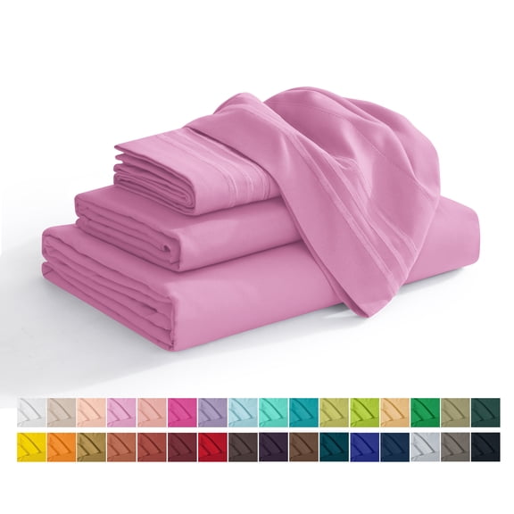 Elegant Comfort 1500 Premier Hotel Quality 4-Piece Bed Sheet Sets, Deep Pockets - Luxurious Wrinkle Free & Fade Resistant Full, Light Pink