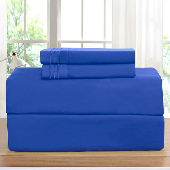 4-Piece 1500 Series Bed Sheets Soft, Comfortable, Perfect for Any Bedroom , King, Royal Blue