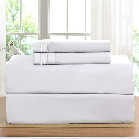 4-Piece 1500 Series Bed Sheets Soft, Comfortable, Perfect for Any Bedroom , Queen, White