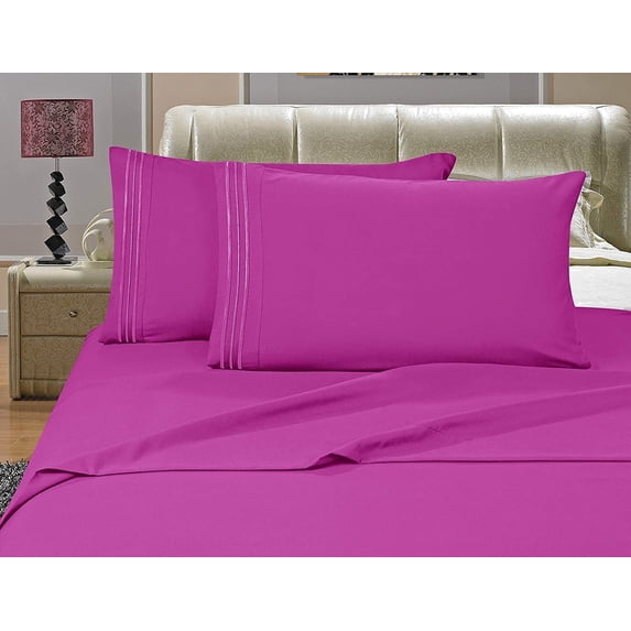 Elegant Comfort 4-Piece Microfiber Bed Sheet Set, Soft & Breathable, Wrinkle & Fade Resistant, Deep Pocket, Twin, Pink