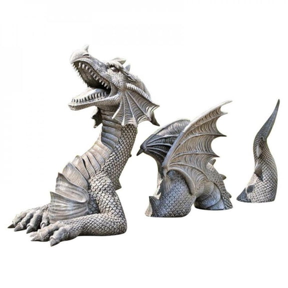 [CLEARANCE sales]Resin Garden Dragon Ornaments Three Festival Dragon Statue Garden Decoration Crafts - Black Dragon