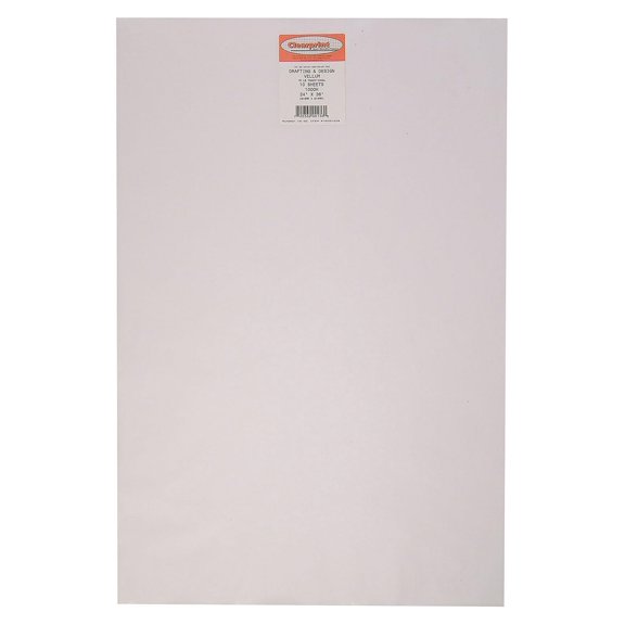 Clearprint 1000H Design Vellum Sheets, 16 lb., 100% Cotton, 24 x 36 Inches, 10 Sheets Per Pack, Translucent White, 1 Each (10201228)
