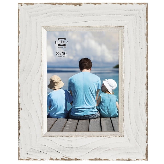 8x10 clearwater distressed white wood frame w/ gilded border
