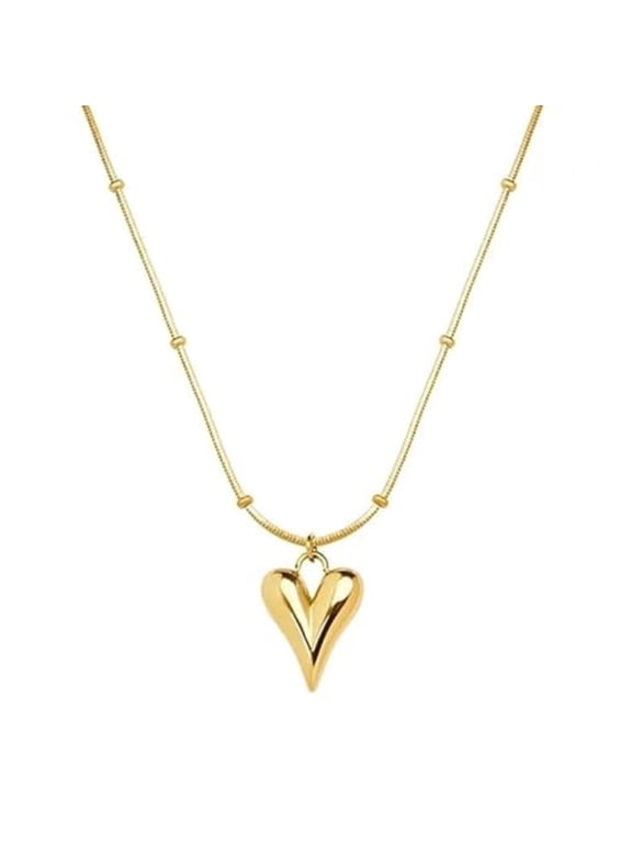 Pendant Necklace Chain for Women || Love Anti Tarnish Stainless Steel Gold Stylish Neck Chain | Heart Locket | Birthday Gift Valentine| Aesthetic Jewellery | Accessories