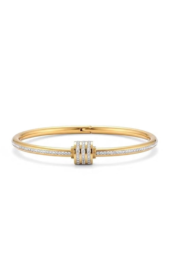 Bangle Gold Metal for Women Fashion Adult M 8 grams Alloy Steel 28 centimeters (SCREW CZ 0012)