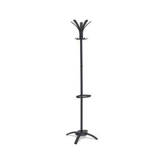 CLEO Coat Stand Stand Alone Rack, Ten Knobs, Steel/Plastic, 19.75w x 19.75d x 68.9h, Black