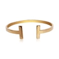 thumbnail image 1 of Jewels By Sunaina CLEO Cuff 18K Gold Plated Stainless Steel Geometric T-Top Open Cuff Bracelet for Women – Adjustable 2.5–3 in, 1 of 6