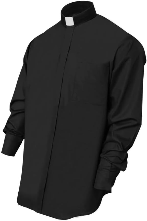 Men’s Clergy Priest Shirt Long Sleeves, Collar Button Shirt