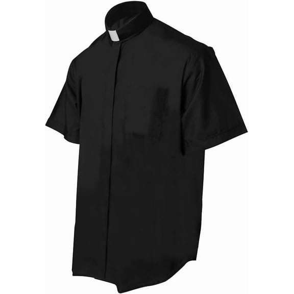 CLERKMANS Men’s Clergy Priest Shirt Short Sleeves, Collar Button Shirt
