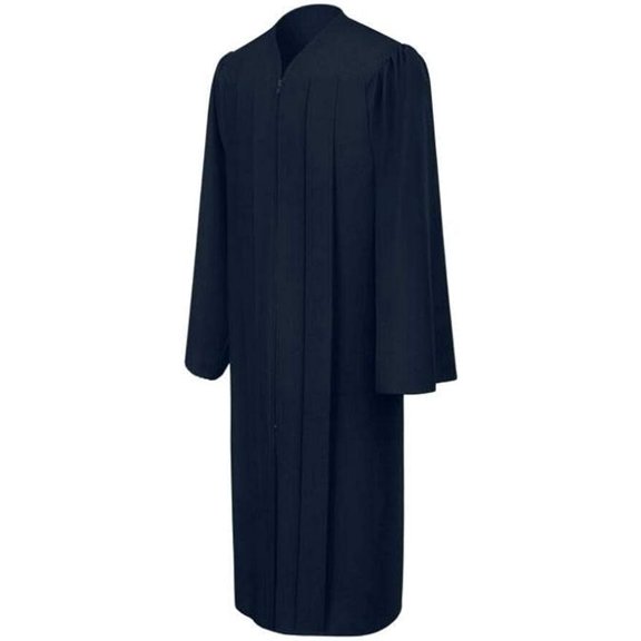 CLERKMANS Unisex Adult Matte Graduation Gown & Robe, Navy Blue, 1 PCS