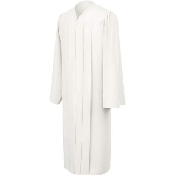 CLERKMANS Unisex Adult Matte Graduation Gown & Robe, White, 1 PCS