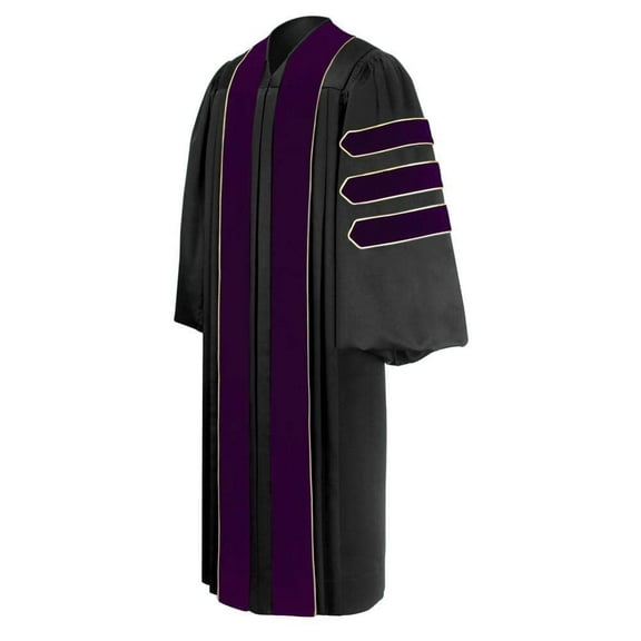 CLERKMANS Unisex Law Doctoral Graduation Gown - Premium Black Academic Robe
