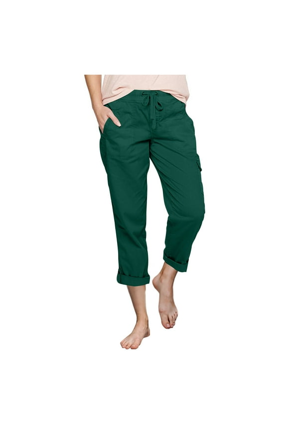 Women's Fashion Casual Solid Color High Waist Cargo Pants A-Line Loose Wide Leg Pocket Quick Drying Long Pants(Wine,M)