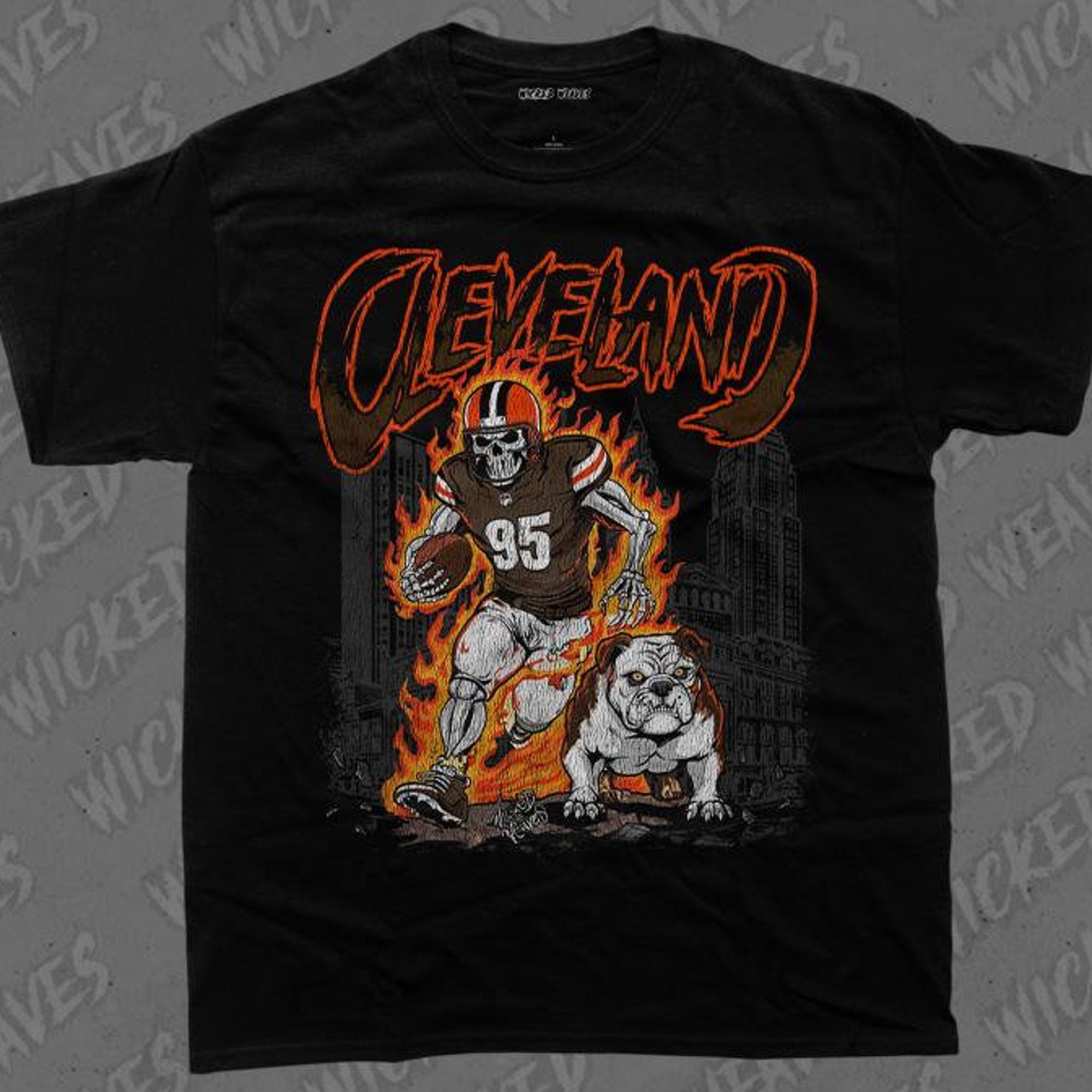 Cleveland Football Shirt Unisex T Shirt Skeleton Tee Nfl Fan Apparel