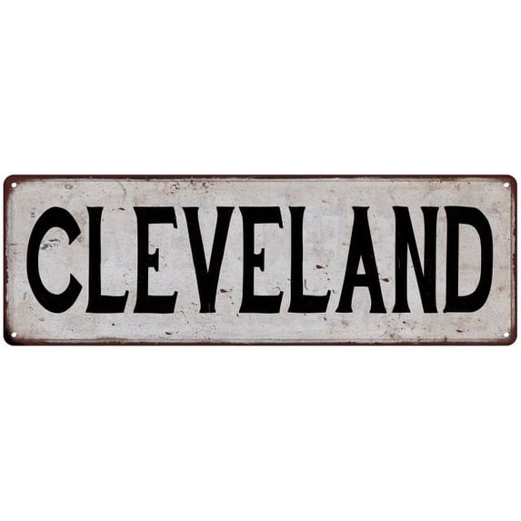 CLEVELAND Vintage Look Rustic Metal City State Sign 6 x 18 Matte Finish Metal 106180041224