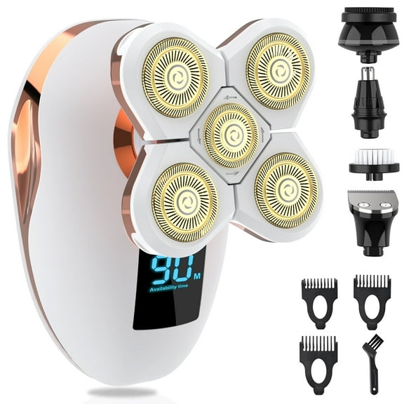 CLEVER BRIGHT Electric Razors for Women with LED Display Power Prompt, Wet & Dry USB Rechargeable Shaver Kits, White, BS9001