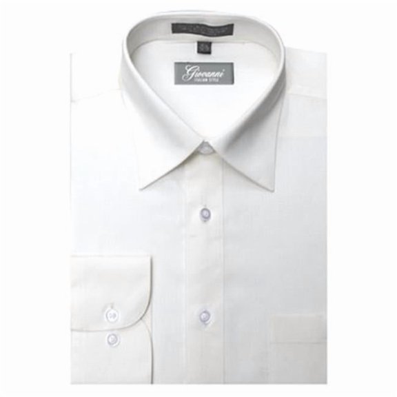 CLG1004-18 1-2x36-37 Mens Solid Color Dress Shirt, Off White