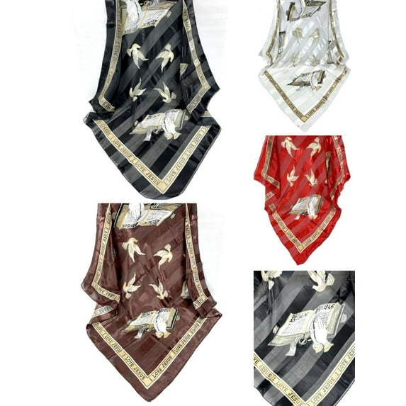 CLGIFT 4 pc x I love Jesus Scarf/Floral Silky Hair Scarf/Turban Scarf/Neck Scarf/Bandanna/Neckerchief/Braid Scarf//35" x 35" (Holy Bible)