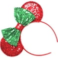 thumbnail image 1 of CLGIFT Christmas mouse Ears headband  pick your color   Holiday mouse Ears  Christmas white mouse Ears, 1 of 2